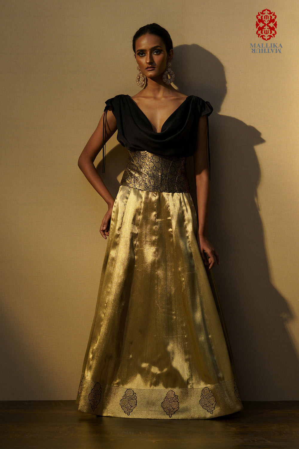 Maahru' lehenga gold zari applique border