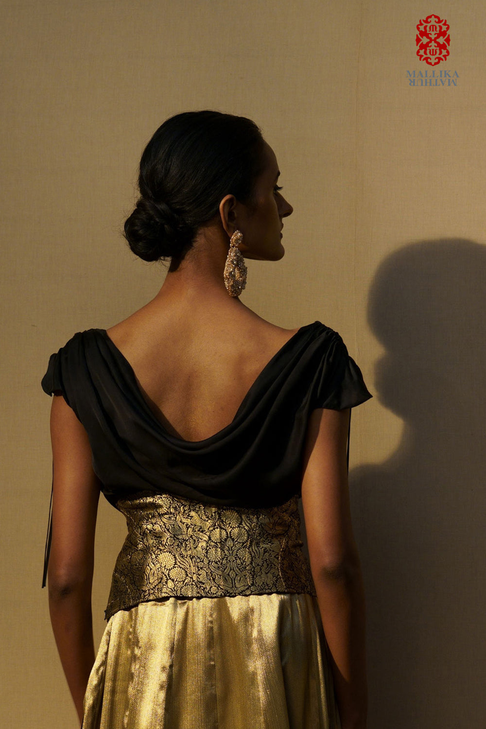'Shikargah' crop top cowl neck midnight black - image 3