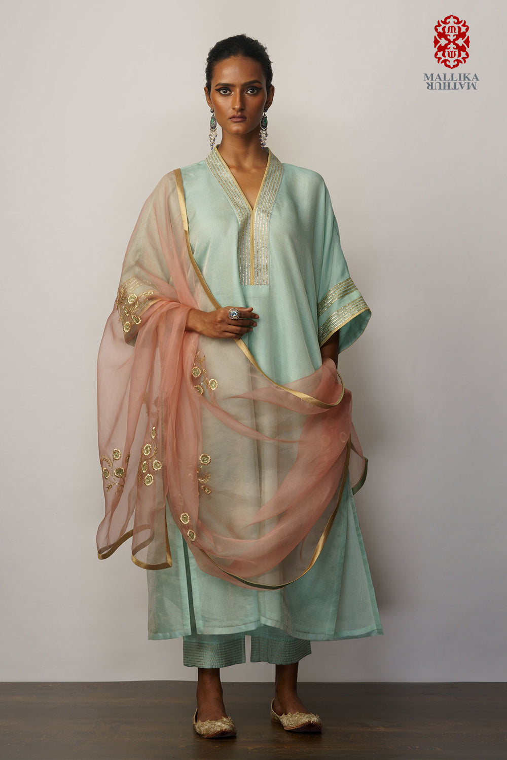'Falak' kora tissue phiran aquamarine