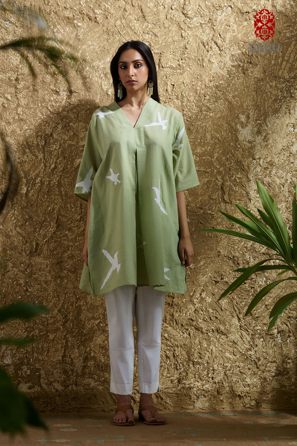 'Parinda' appliqué muslin caftan dress - image 3