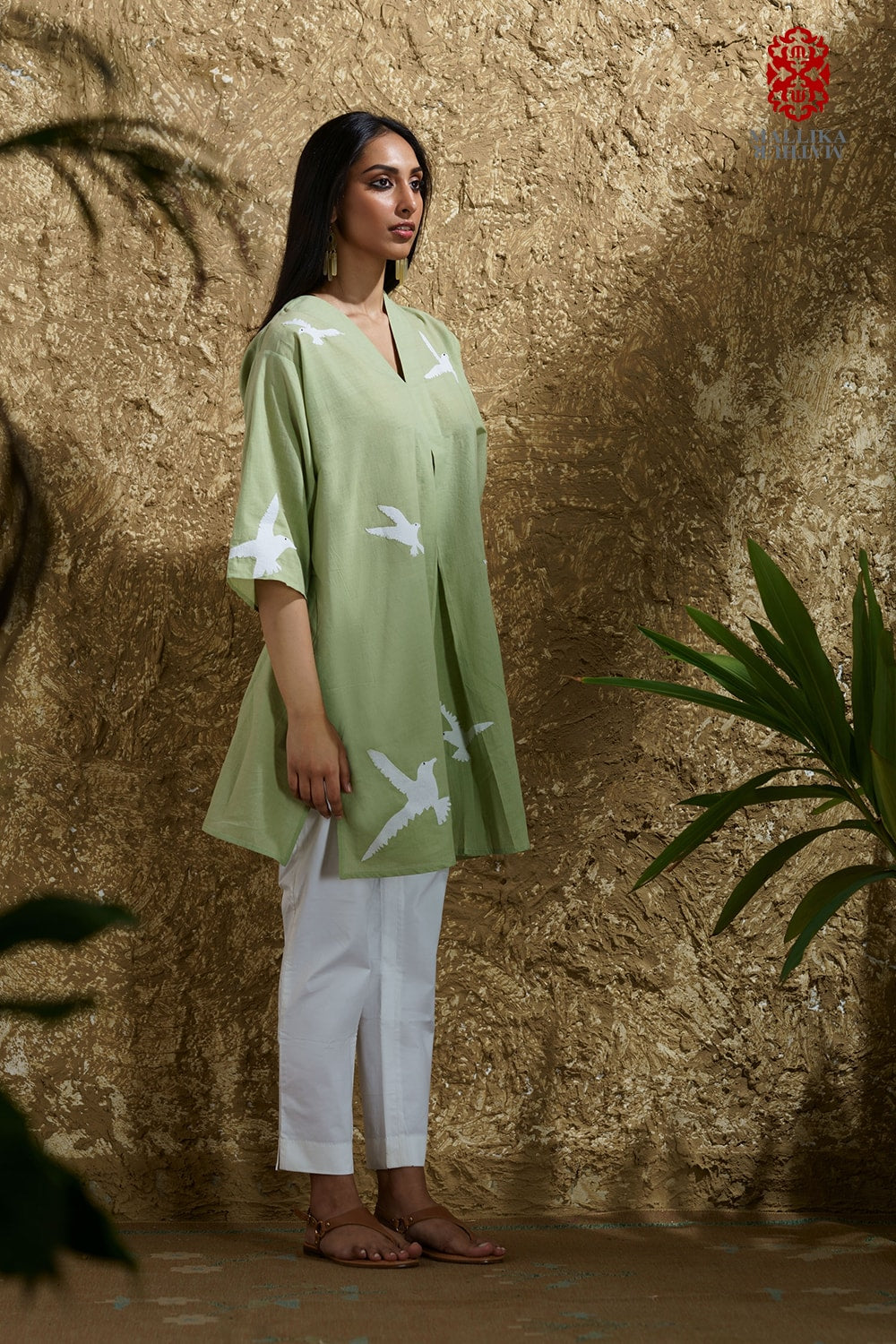 'Parinda' appliqué muslin caftan dress - image 4