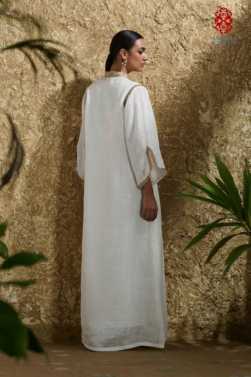 'Aria' caftan dress cotton linen hand embroidered - image 3