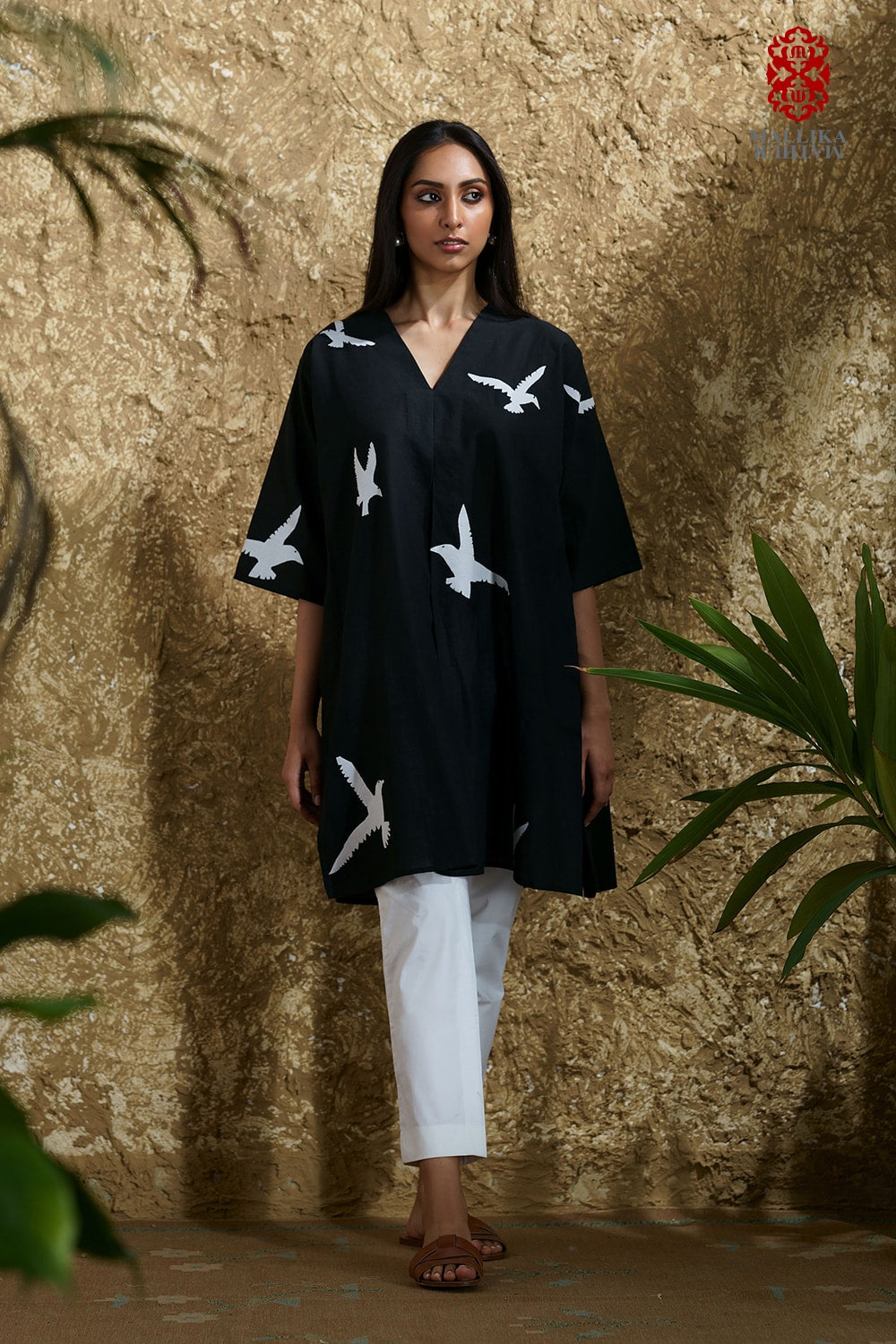 'Parinda' caftan dress muslin short appliqué - image 2