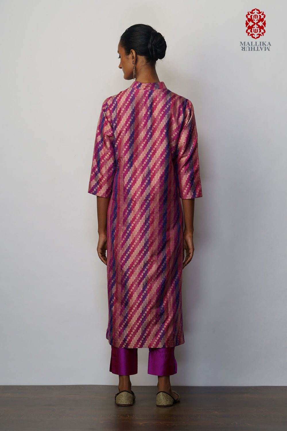Kurta silk magenta & wine 'Chaurangi' - image 2
