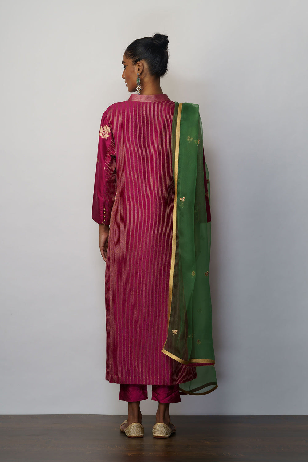 Kurta Silk Kadhuan Buti Magenta - image 4