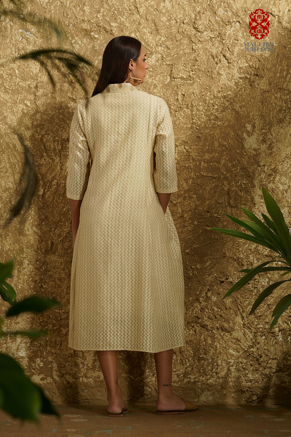 'Samira' dress fawn kora cotton appliqué neck - image 4