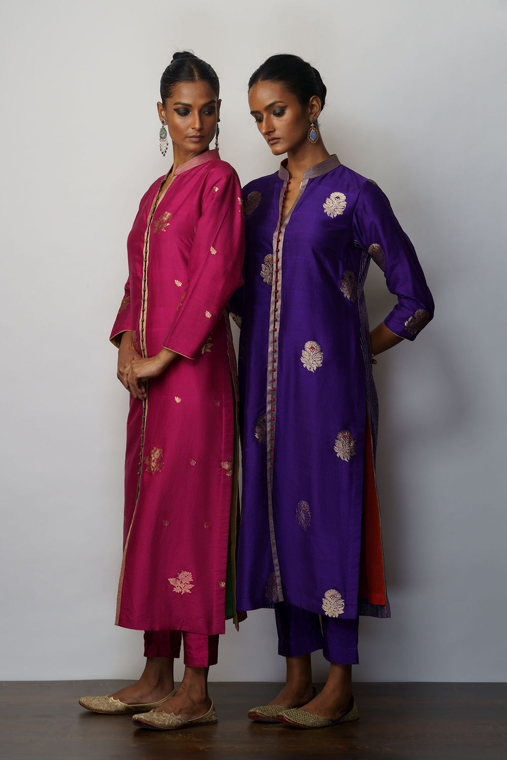 Kurta Silk Kadhuan Buti Purple And Magenta - image 2