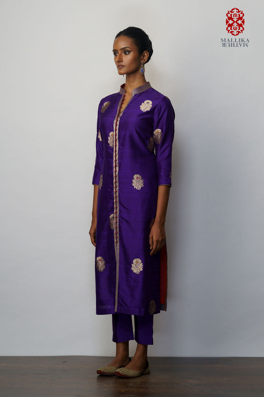 Kurta silk kadhuan buti purple