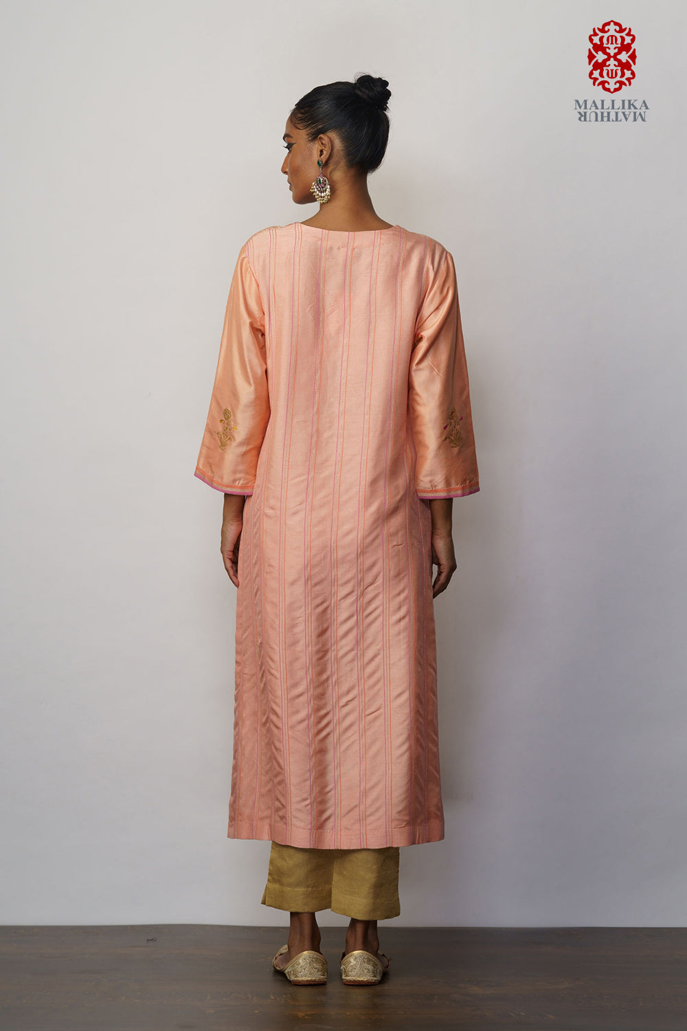 Kurta silk meenakari buti peach - image 2