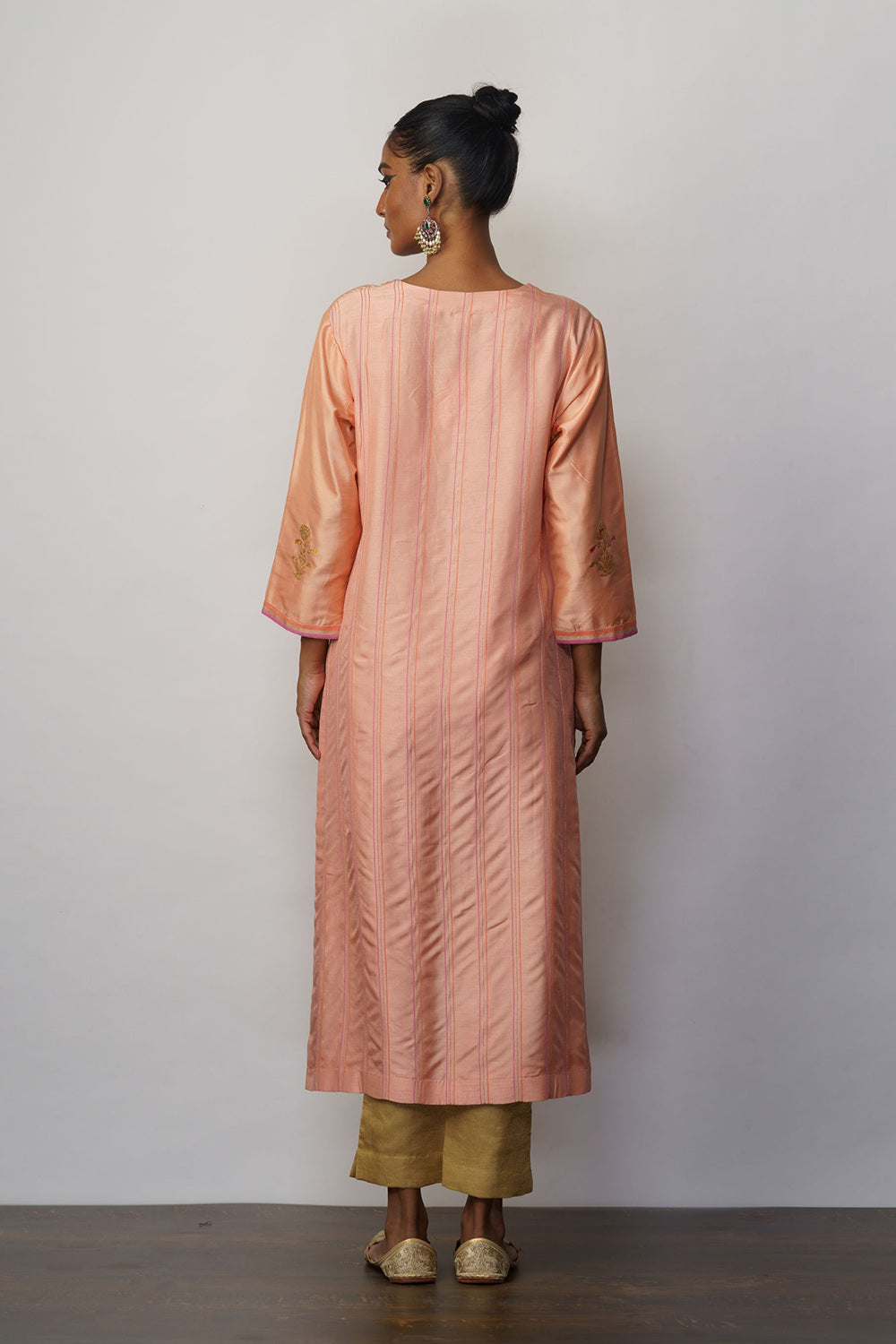 Kurta Silk Meenakari Buti Peach - image 3