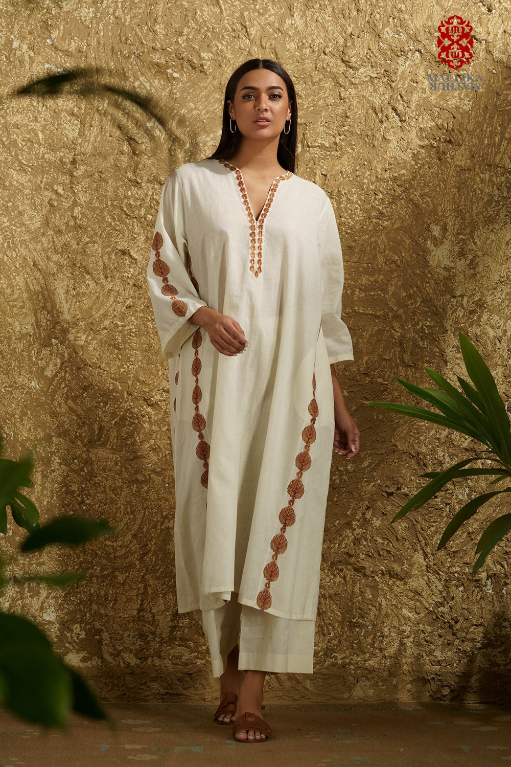 'Jebba' kalidar tunic muslin appliquéd motifs