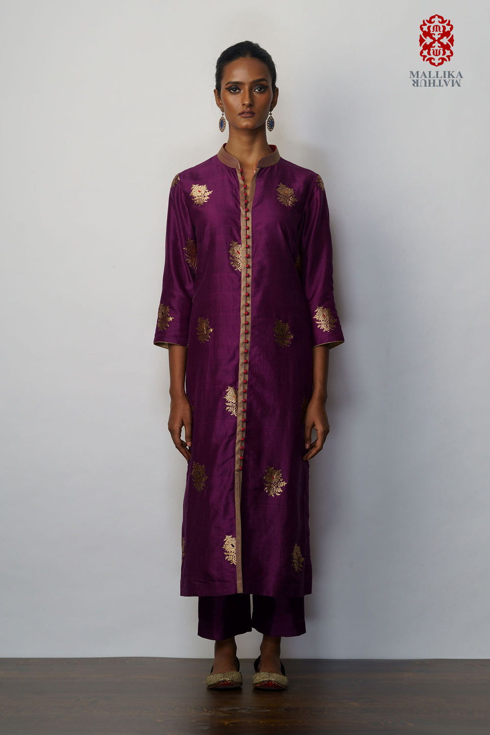 Kurta silk kadhuan buti aubergine - image 2