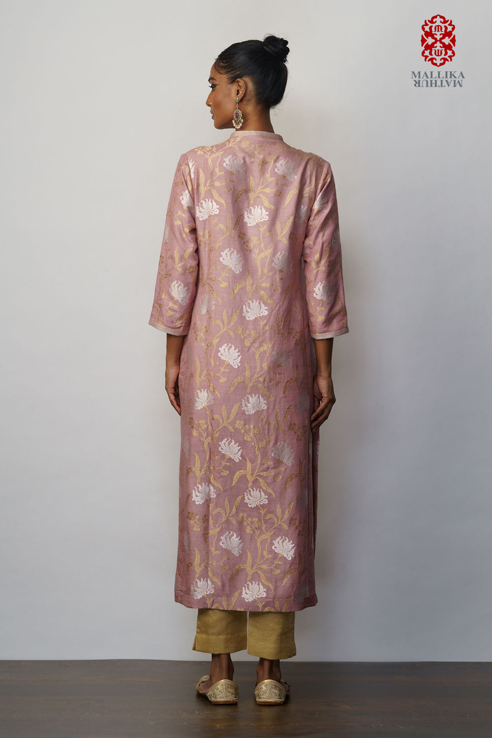 Kurta muga tussar jaal old rose - image 2