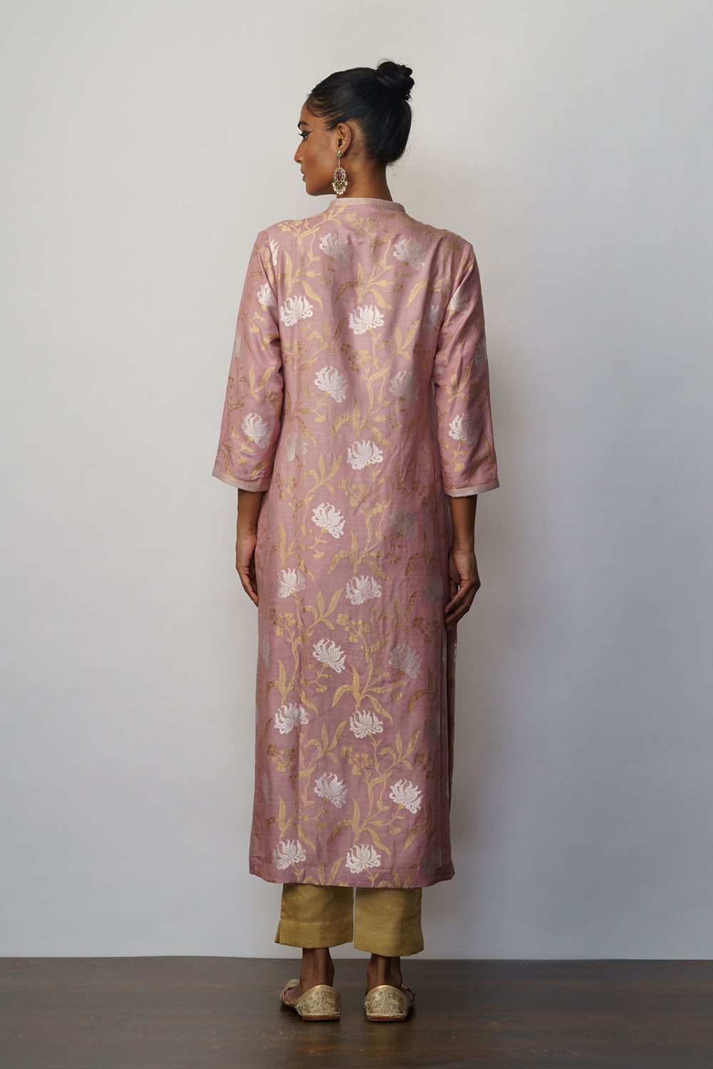 Kurta muga tussar jaal old rose - image 3
