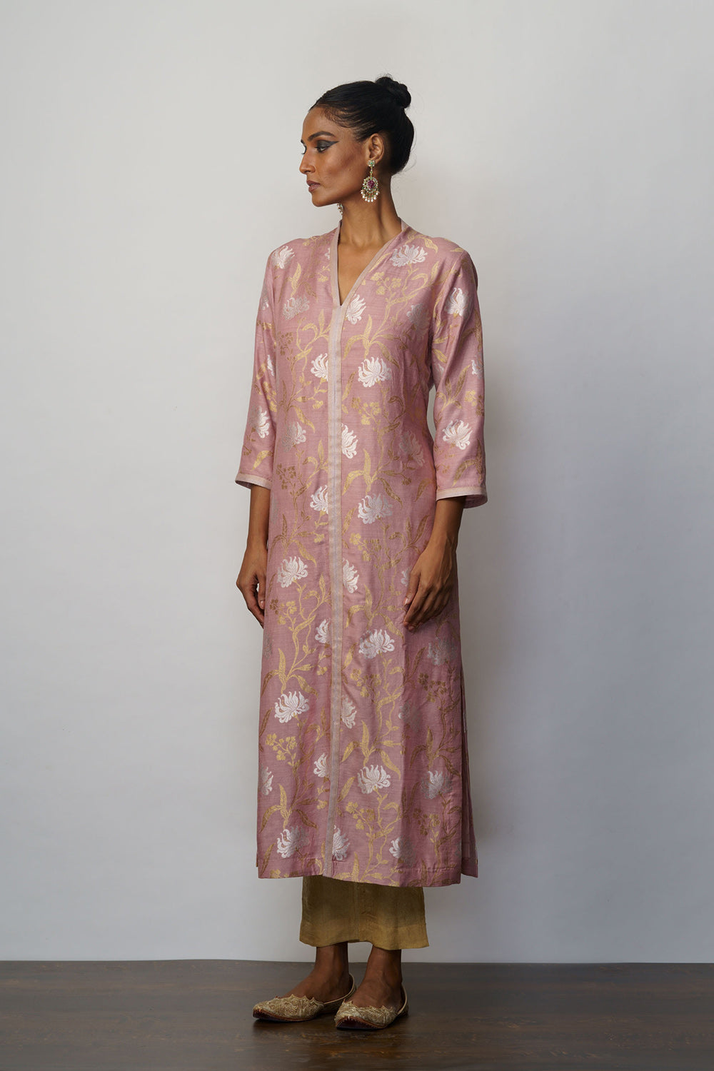 Kurta muga tussar jaal old rose - image 2
