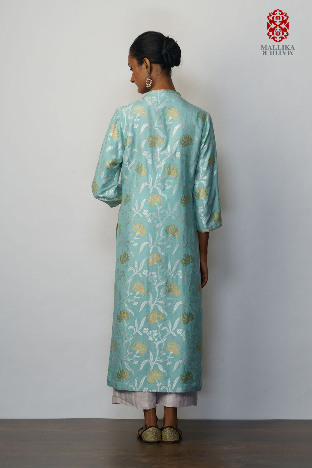 Kurta muga tussar jaal firoza