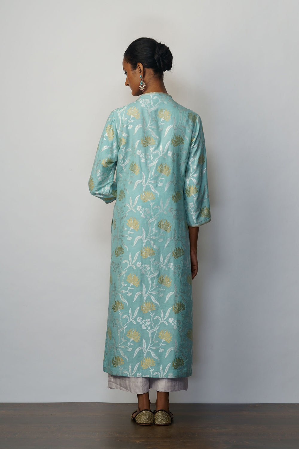 Kurta muga tussar jaal firoza - image 5