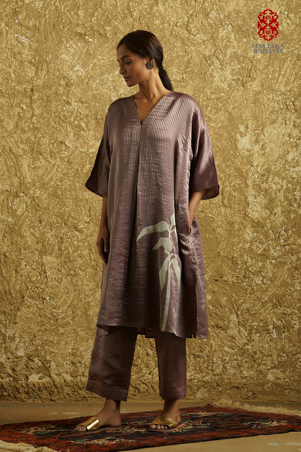 Zuria' kora silver Zari stripes phalsa - image 3