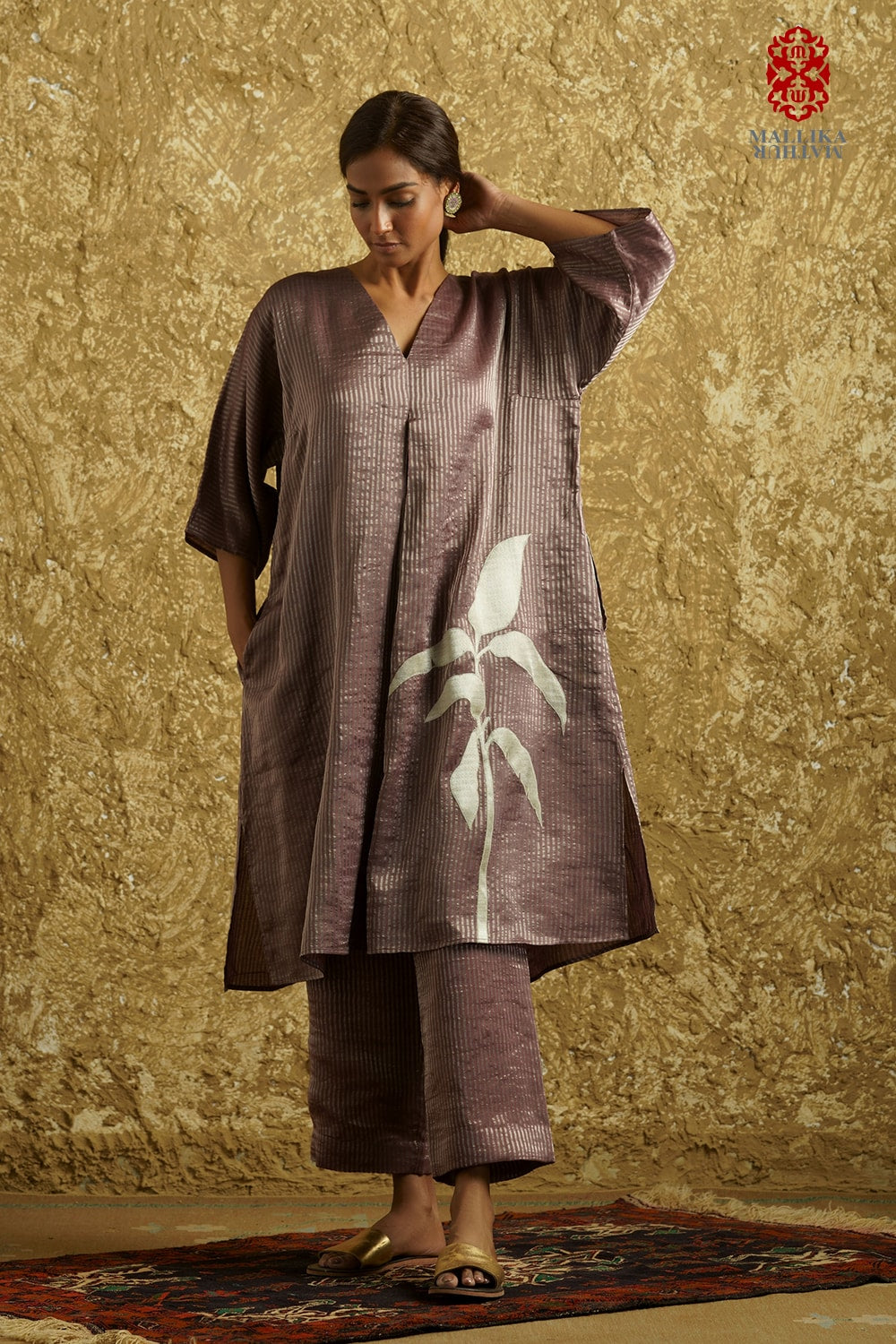 Zuria' kora silver Zari stripes phalsa