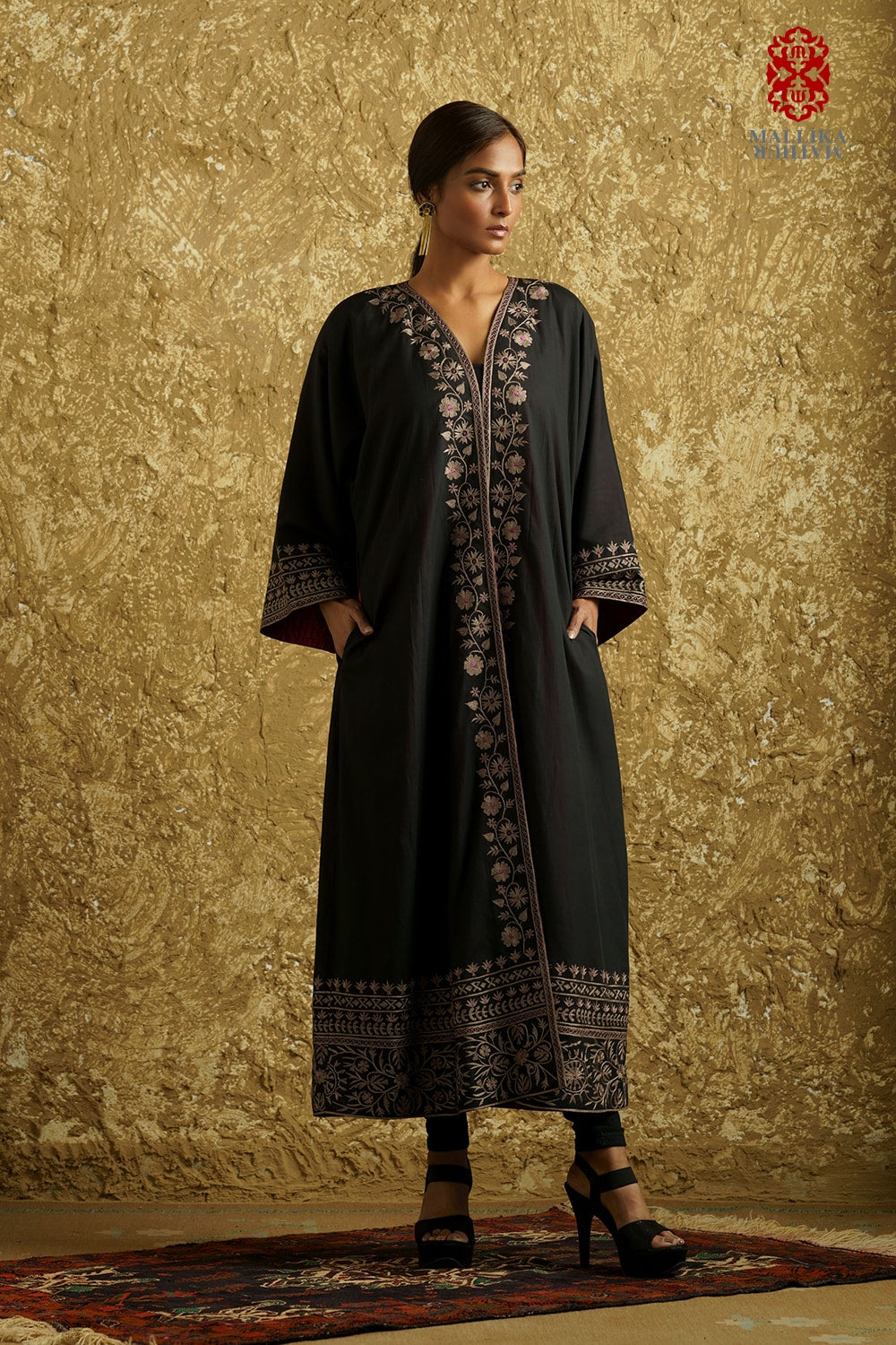 'Gul Mehar’ midnight black cotton silk overlay embroidered - image 4