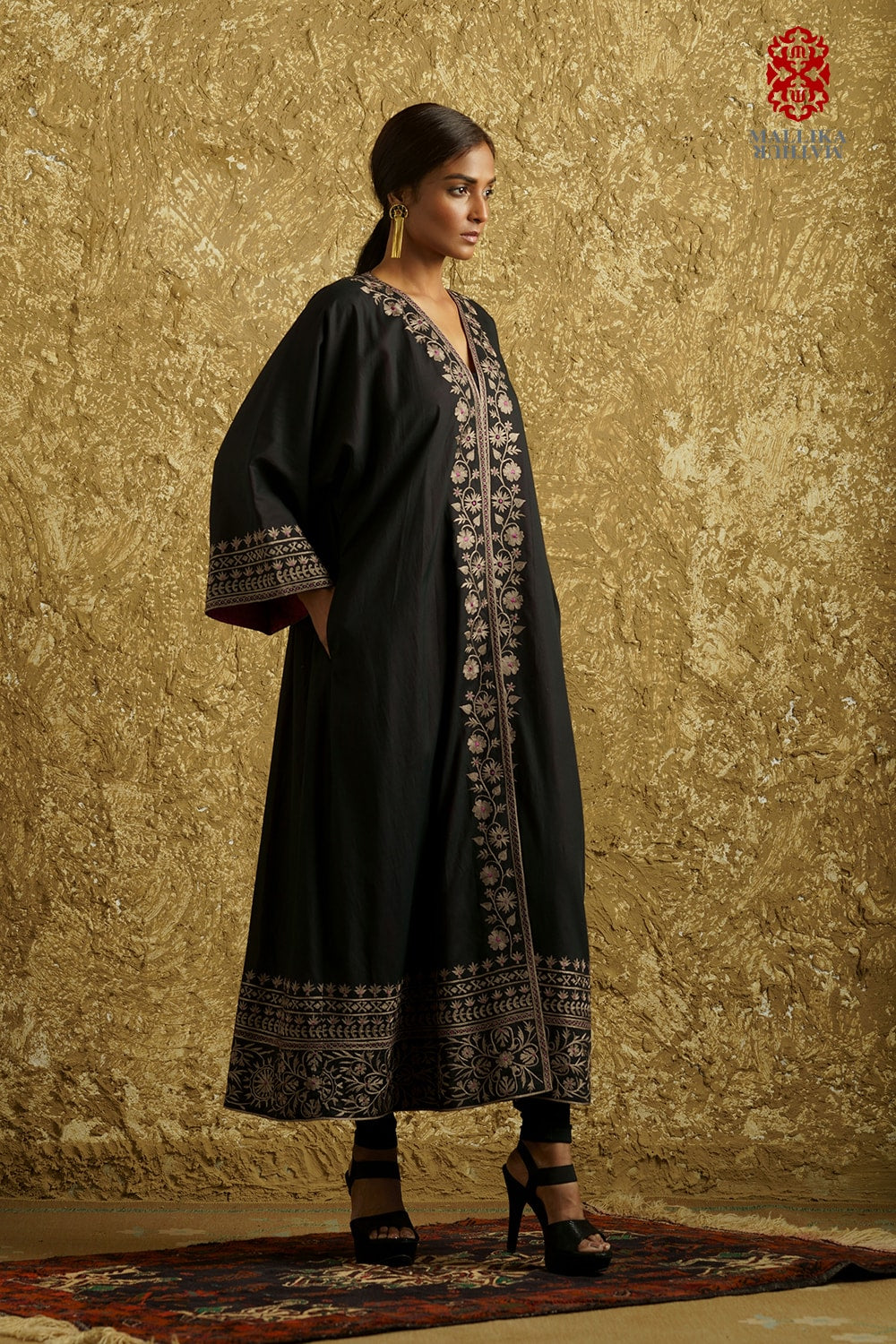 'Gul Mehar’ midnight black cotton silk overlay embroidered - image 3