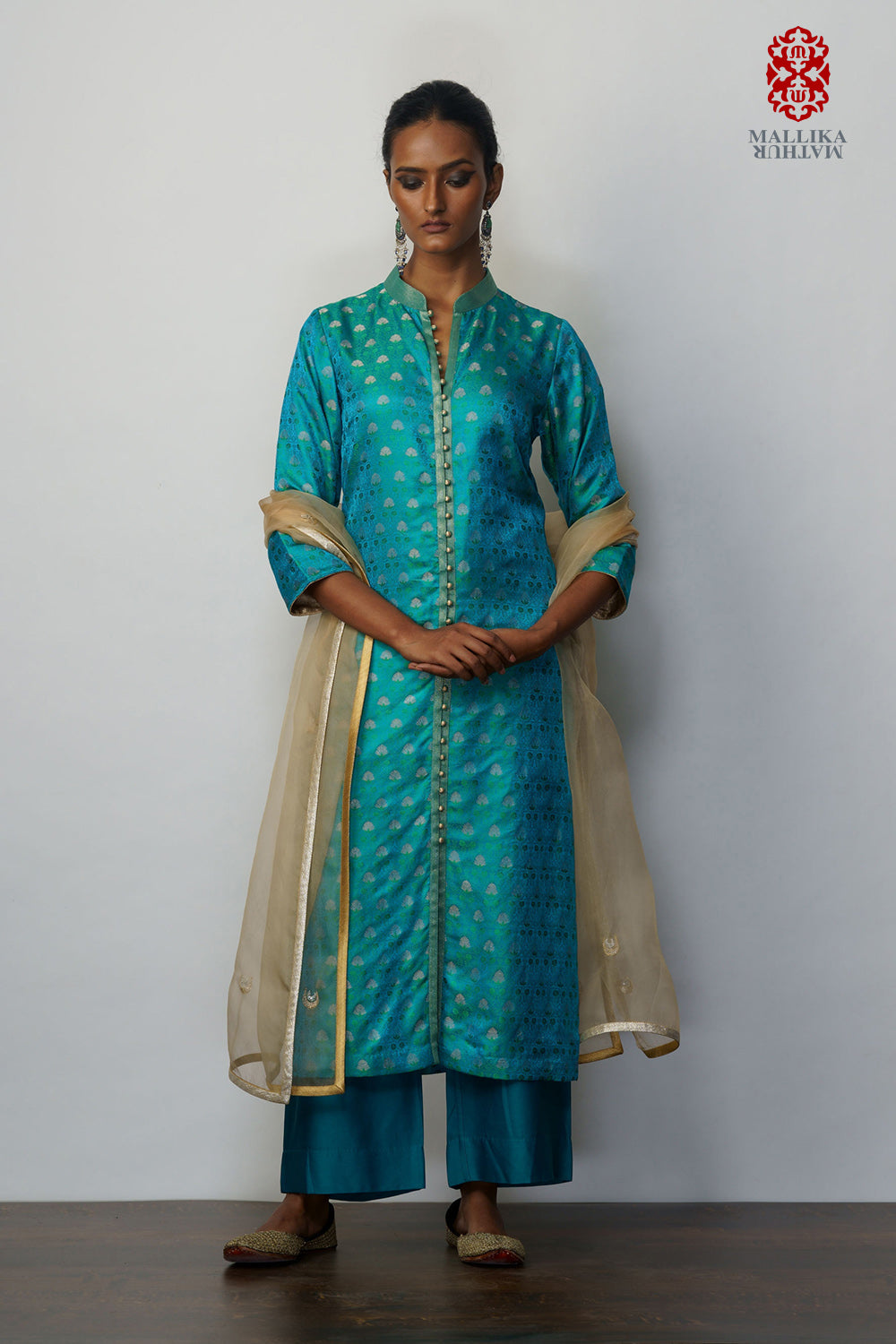 Kurta silk tanchoi turquoise