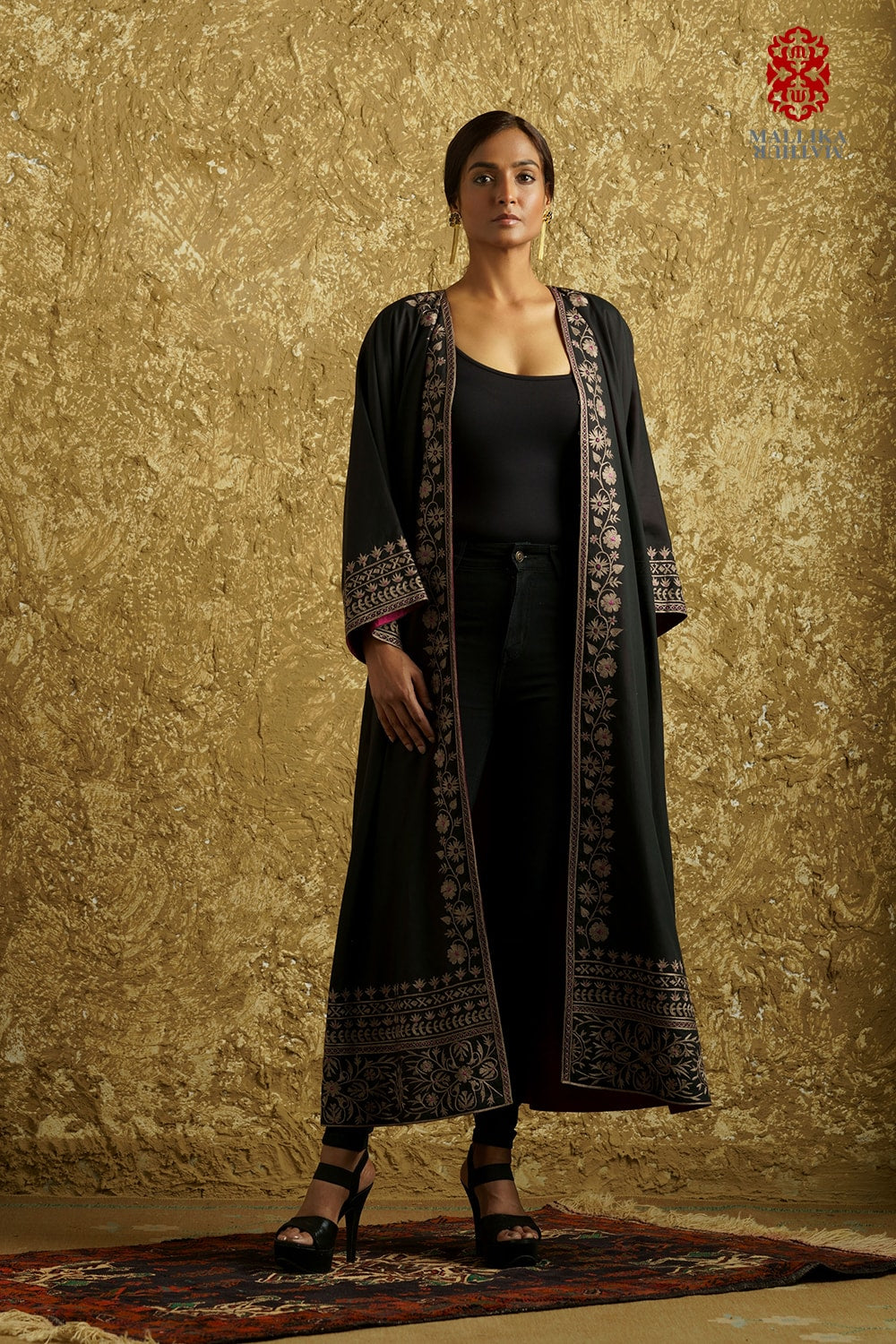 'Gul Mehar’ midnight black cotton silk overlay embroidered - image 2
