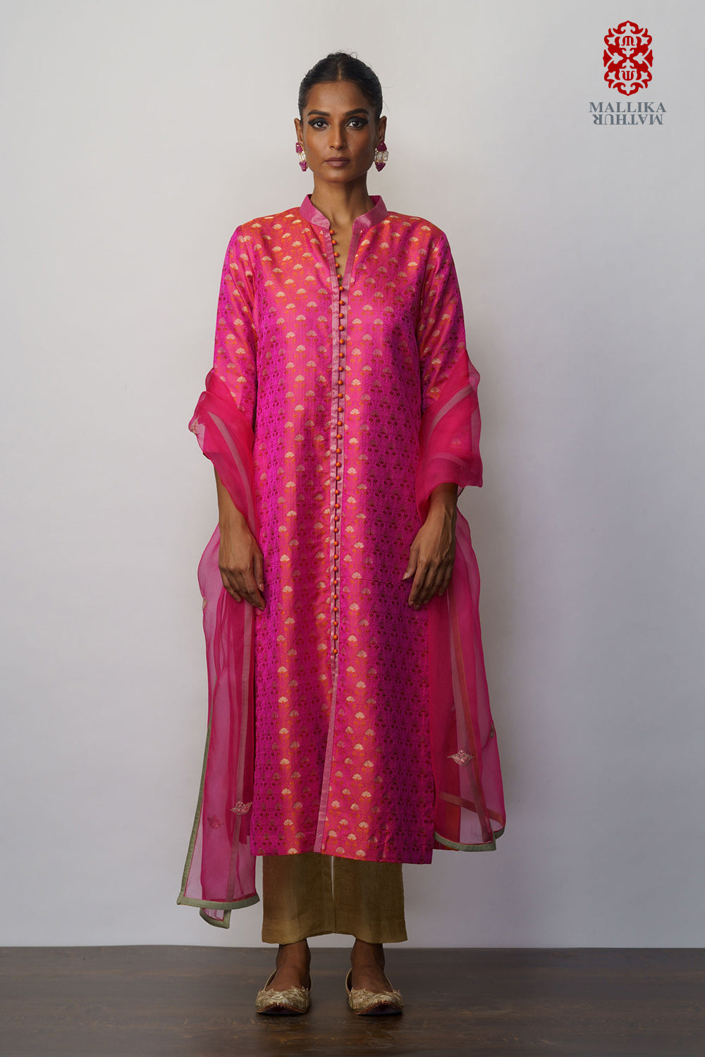 Kurta silk tanchoi rani pink