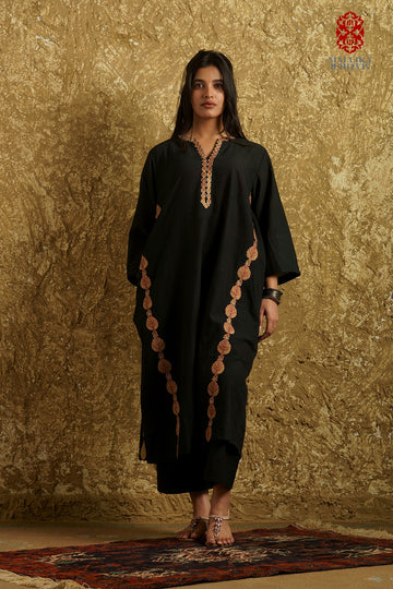 'Jebba' kalidar tunic muslin appliquéd motifs