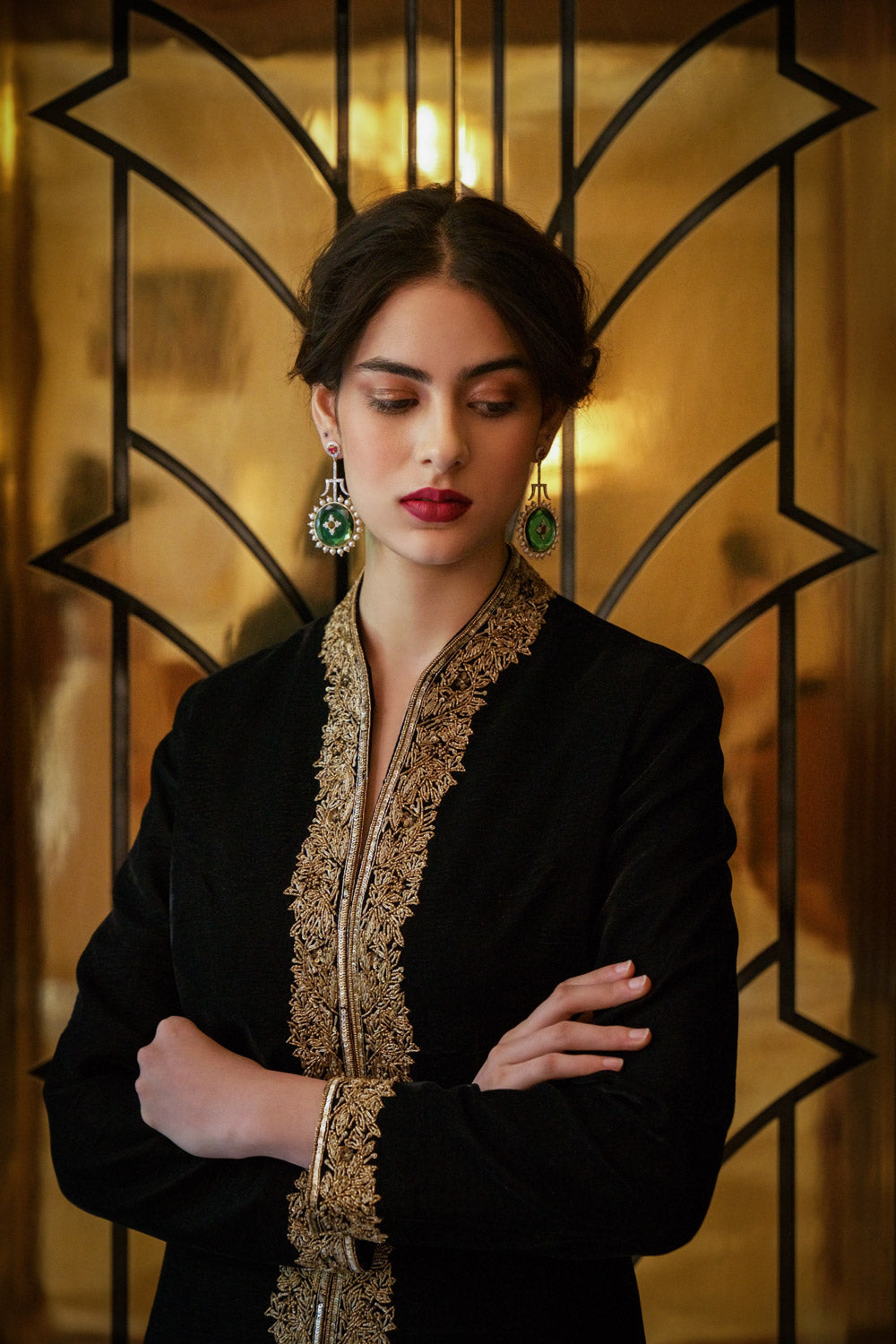 'ZIBA' velvet jacket midnight black