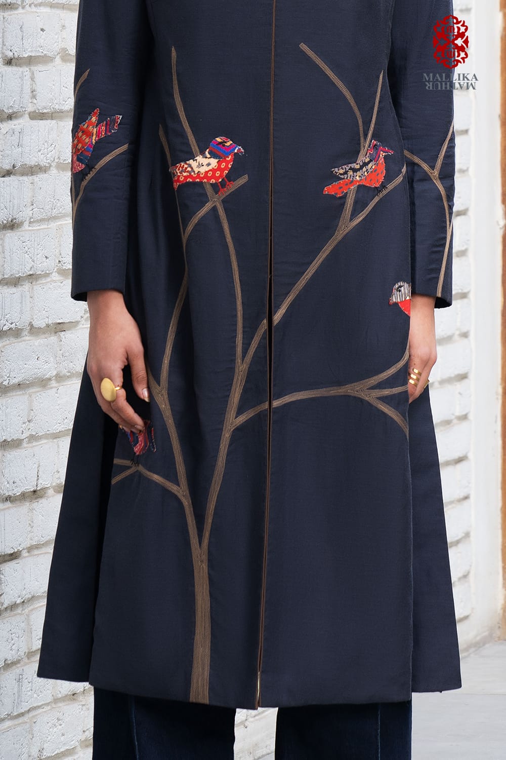 'Parinda' midnight blue applique embroidery