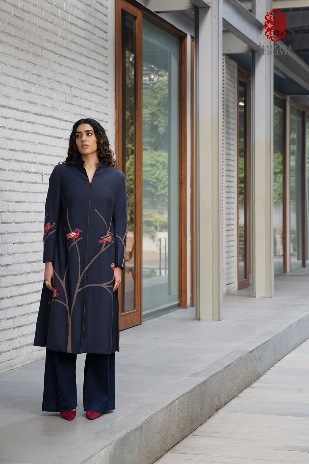 'Parinda' midnight blue applique embroidery