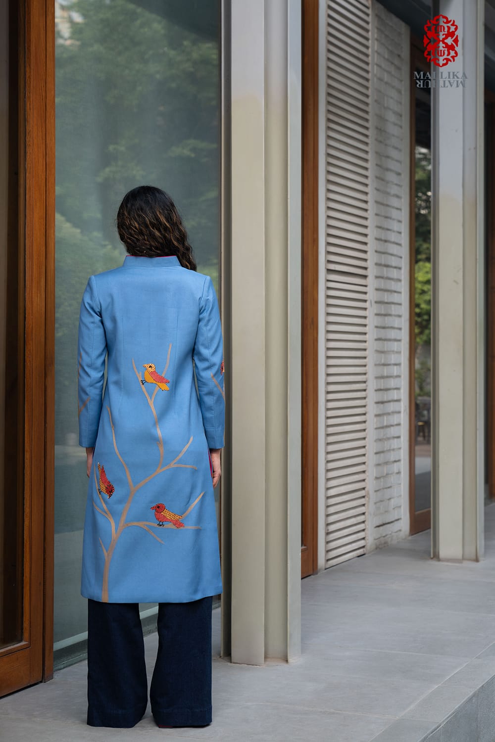 ‘Parinda’ azure blue cotton silk jacket - image 4