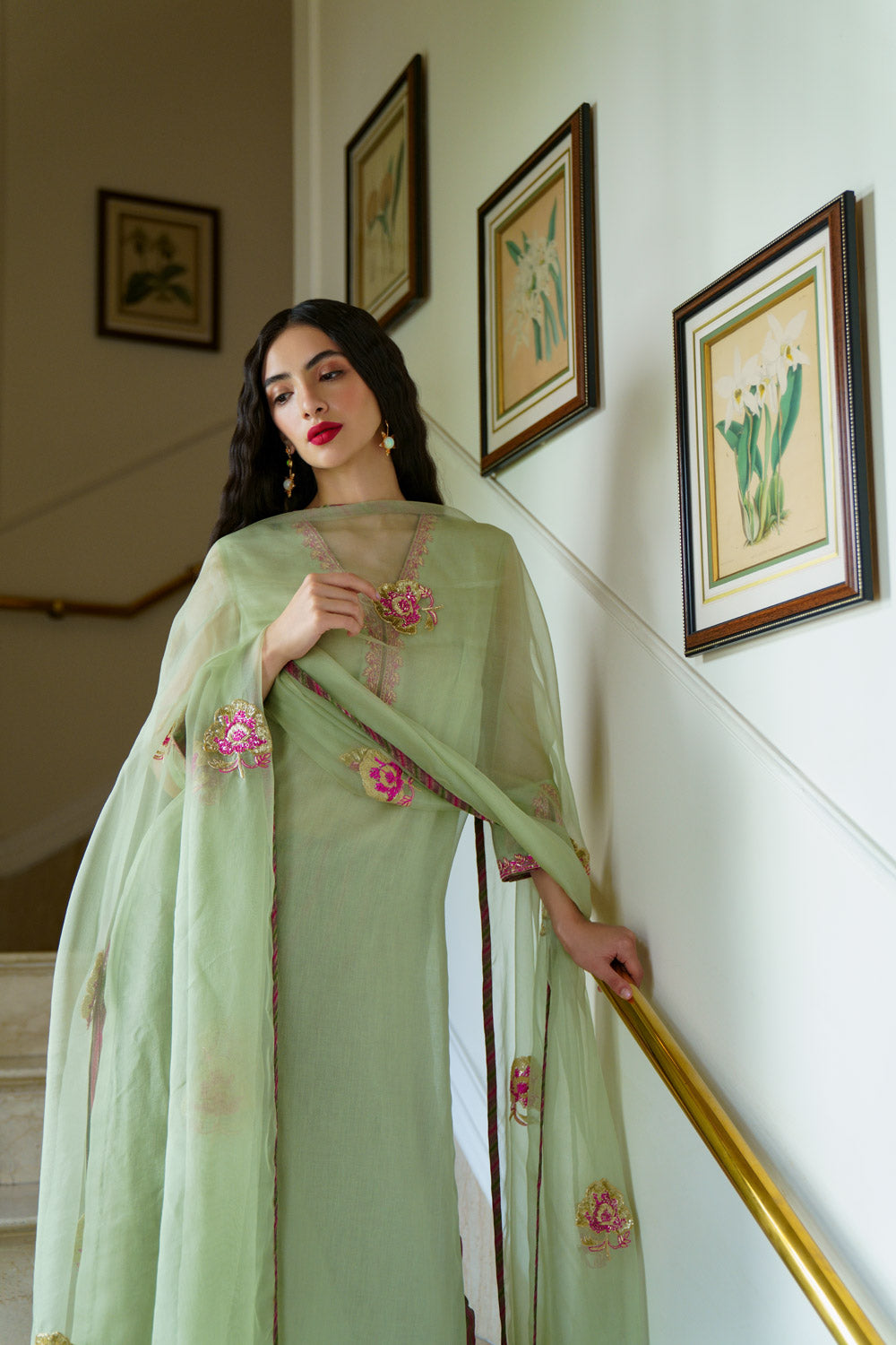 Orchid embroidered tunic set and tamami tissue striped pants - image 4