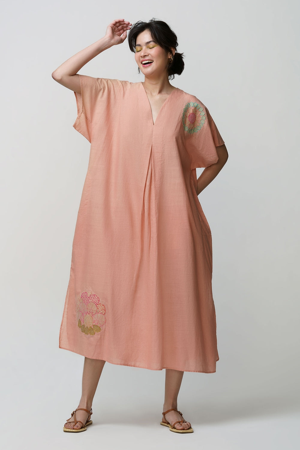 Caftan dress muslin chakri design applique