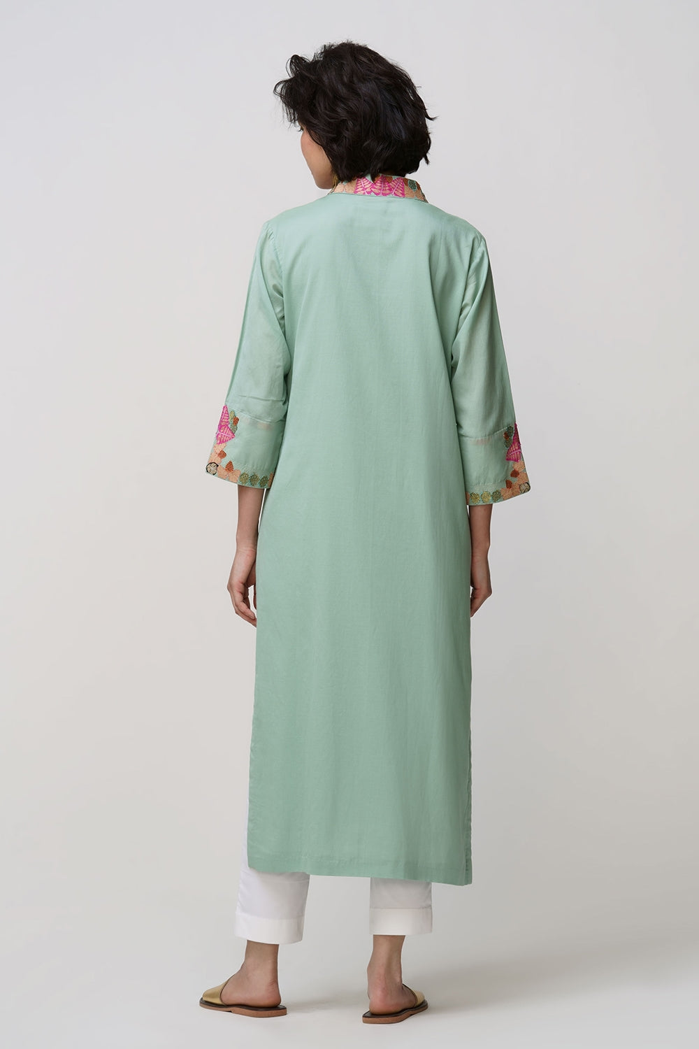 Gulbahar'coral tunic applique embroidery - image 4