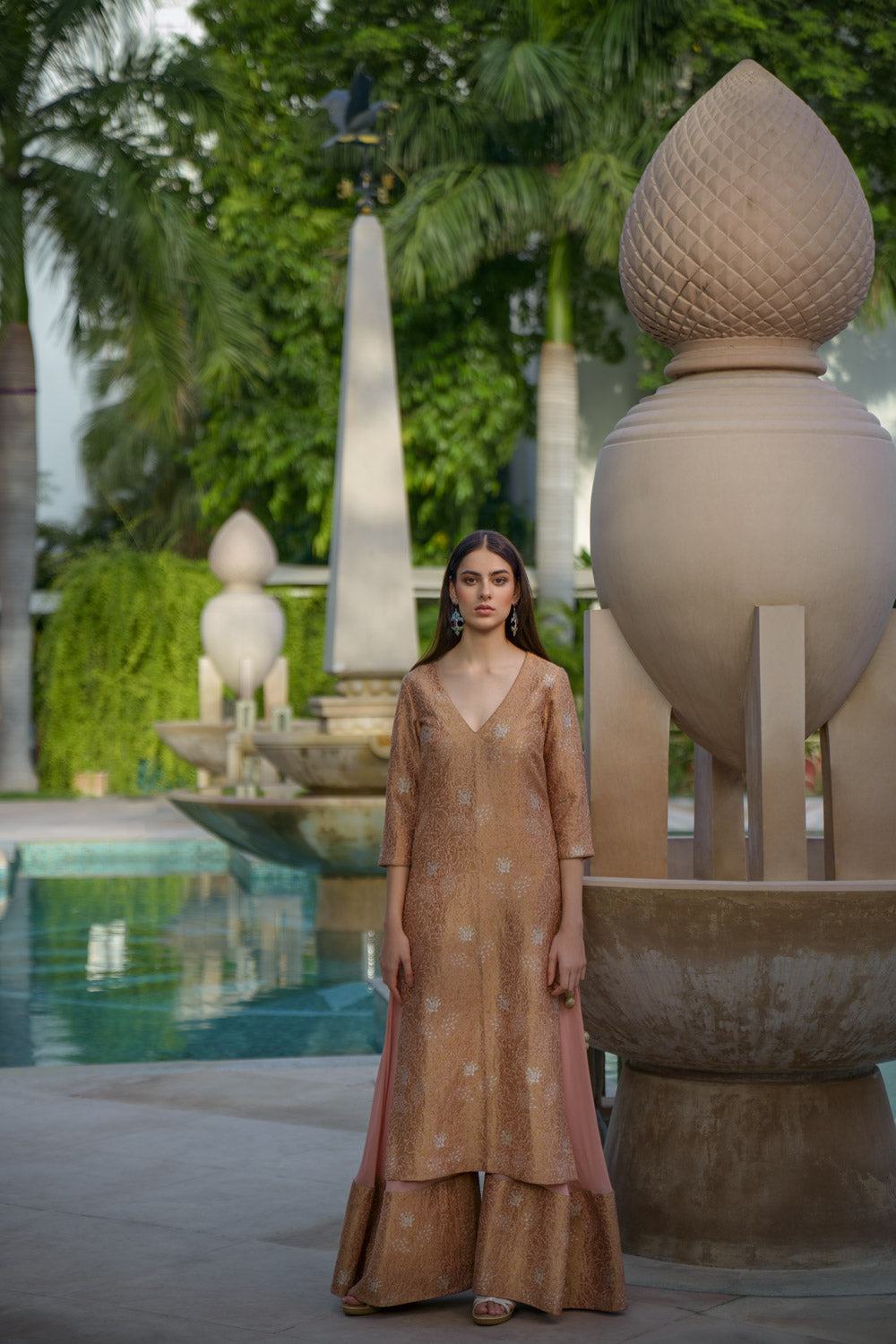 'ZARBAFT' sharara set rose gold and kora dupatta Sweet Cicely
