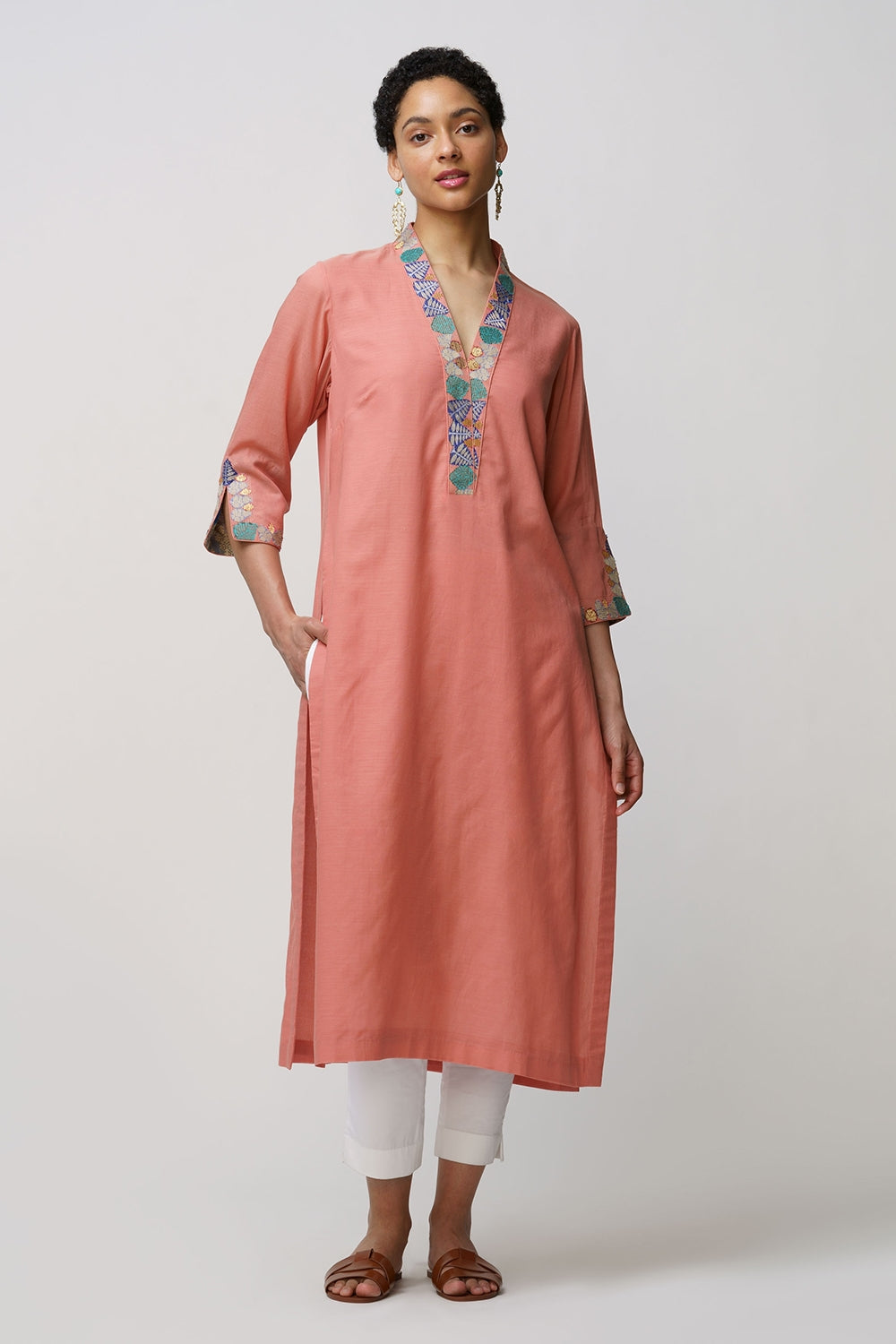 Gulbahar 'coral tunic applique embroidery - image 4