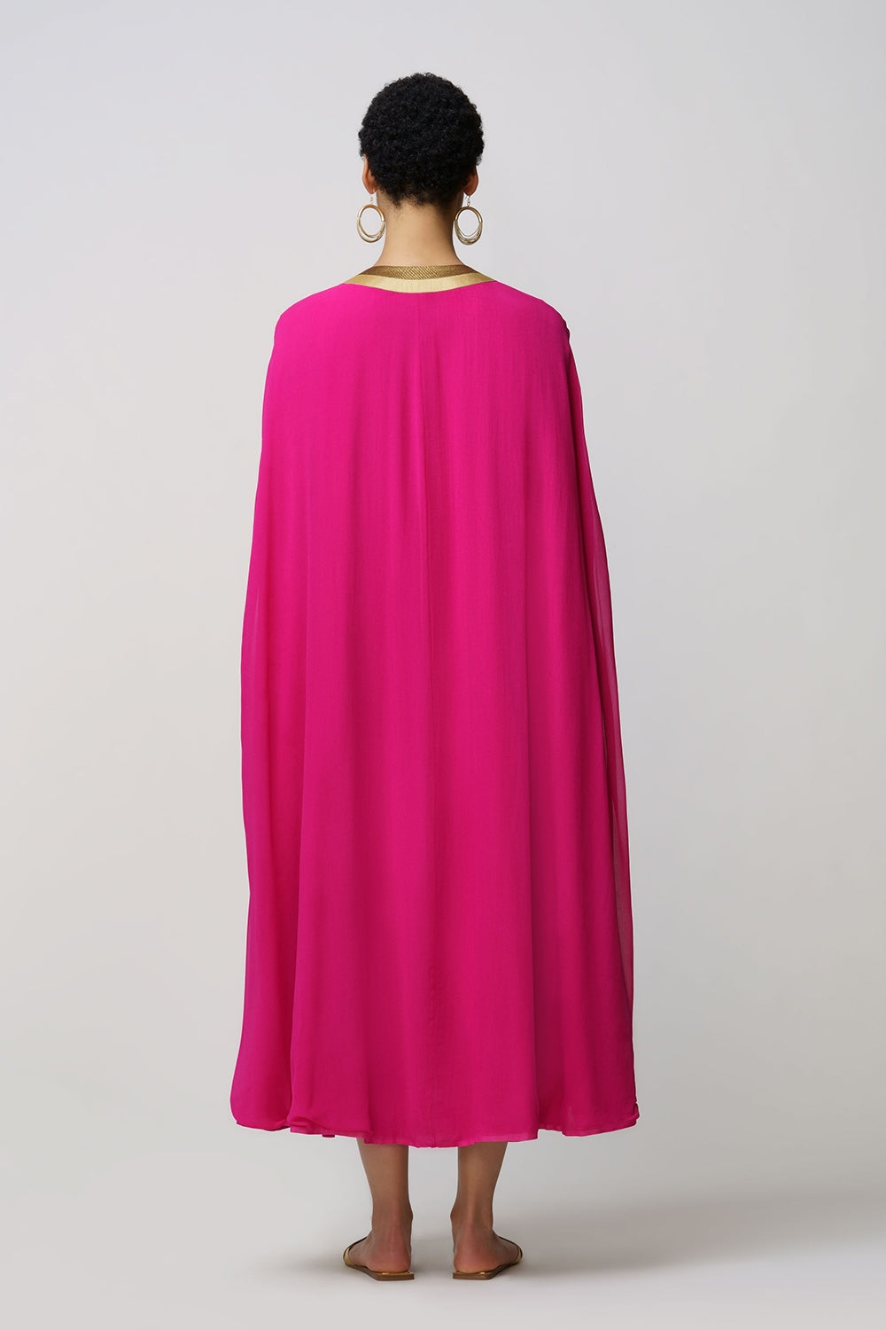 Nyra' georgette mantle fuschia gold zari pink - image 3