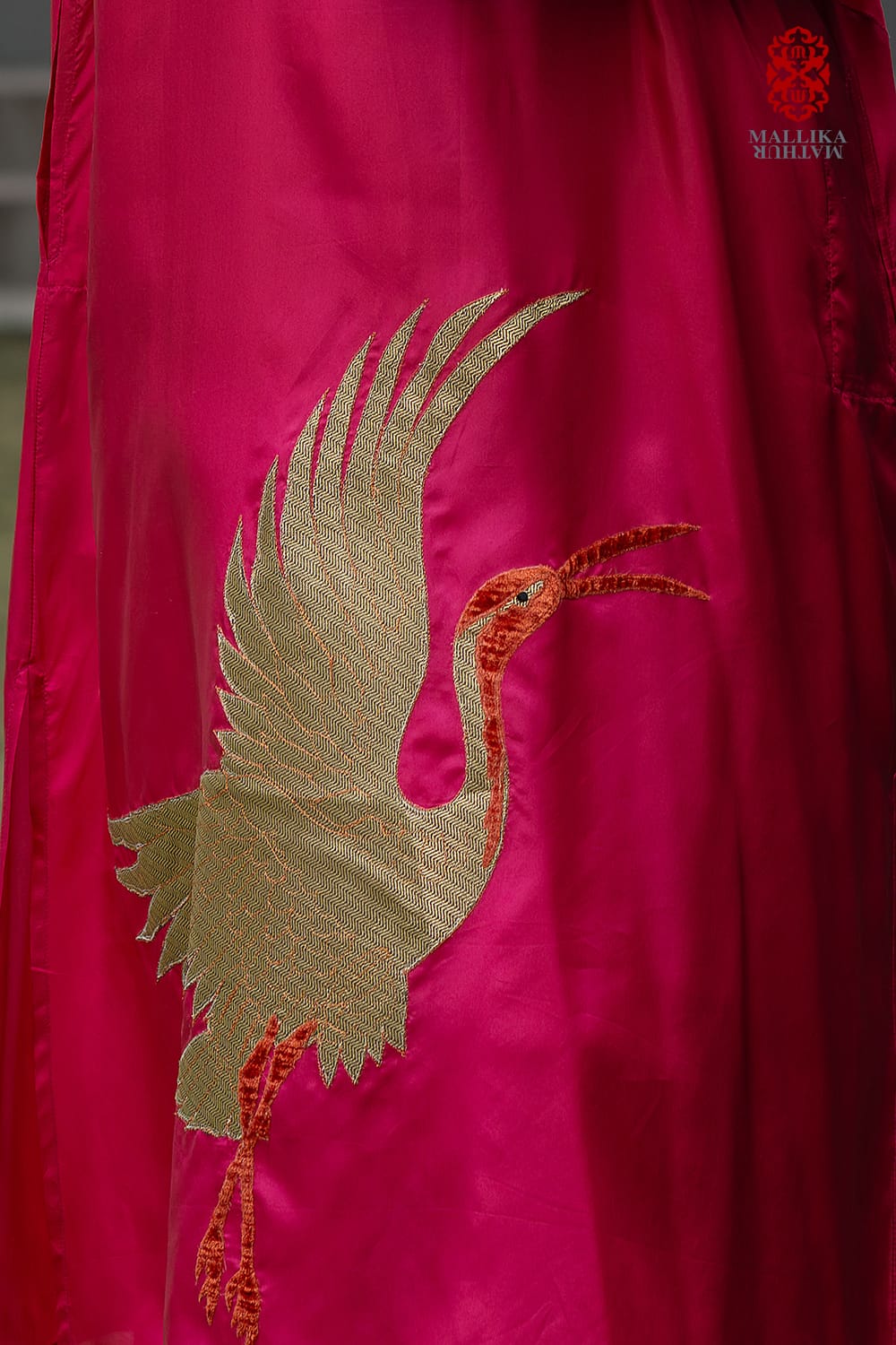 ‘SARAS’ crimson red habutai silk tunic appliqué - image 4