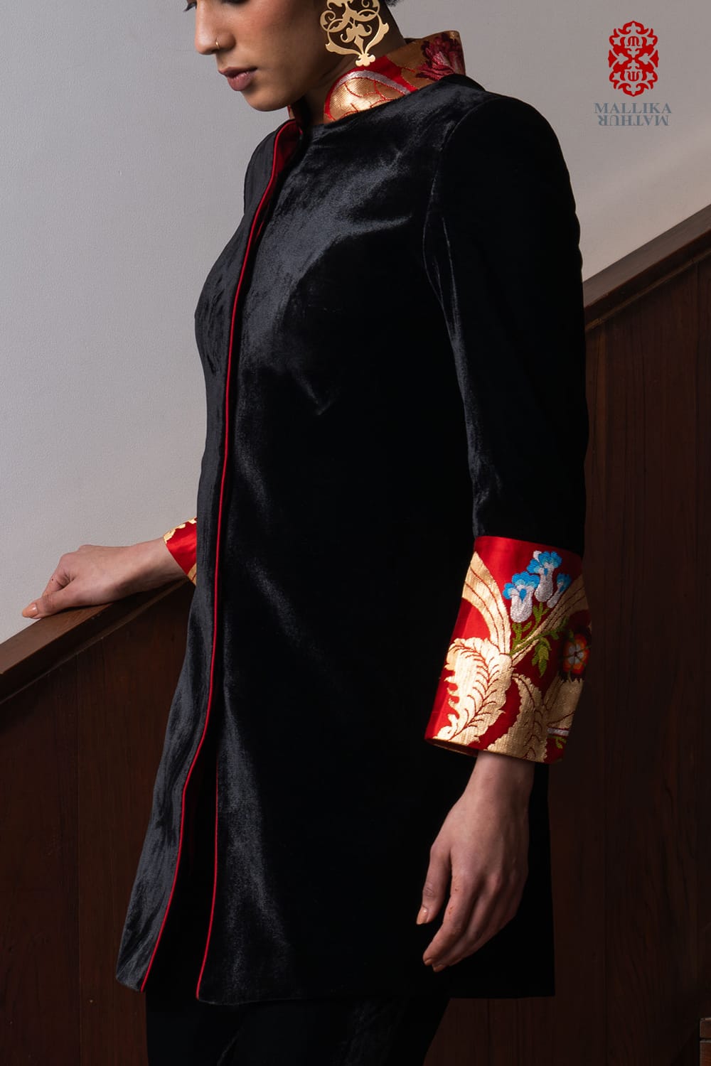 ‘Tashi’ black silk velvet jacket - image 3