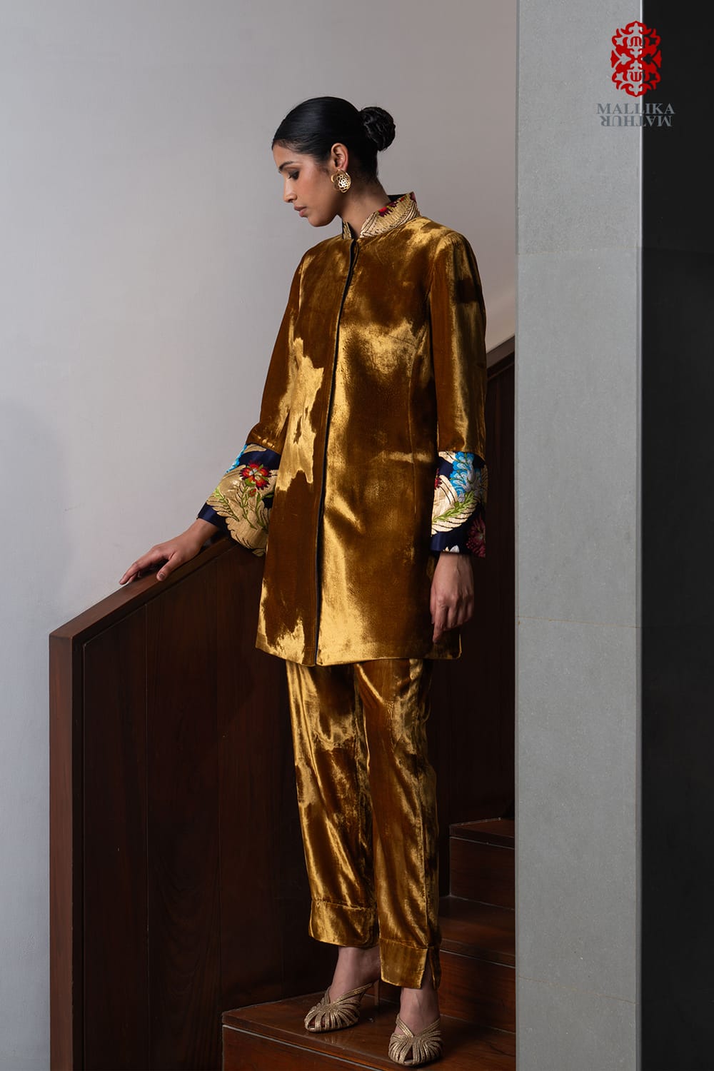 ‘Tashi’ yellow gold velvet jacket - image 4