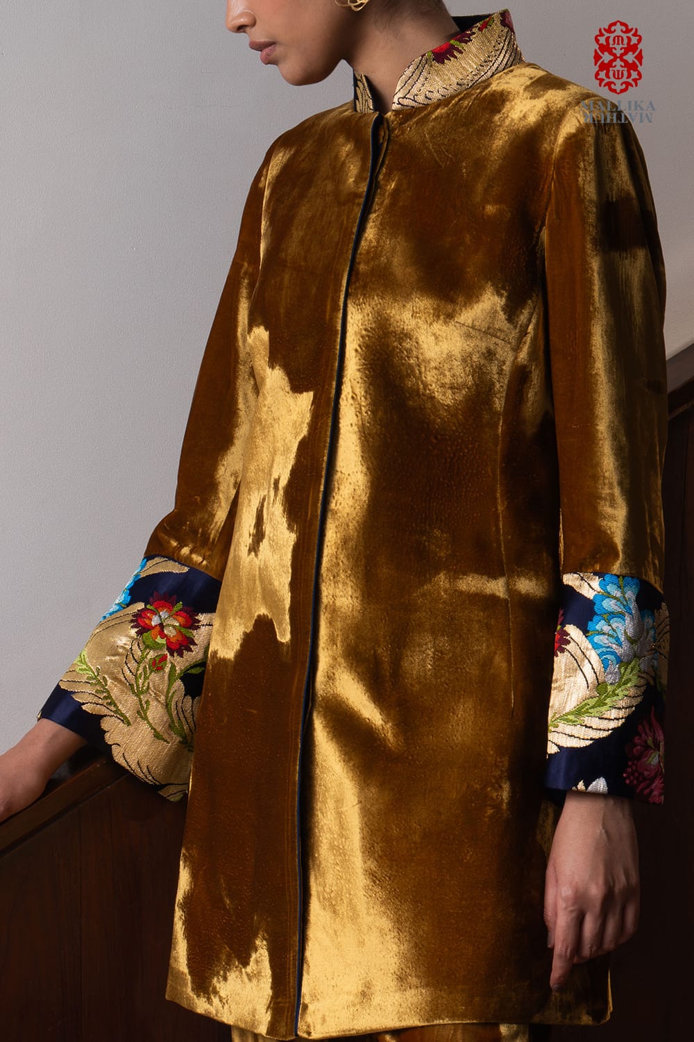 ‘Tashi’ yellow gold velvet jacket - image 3