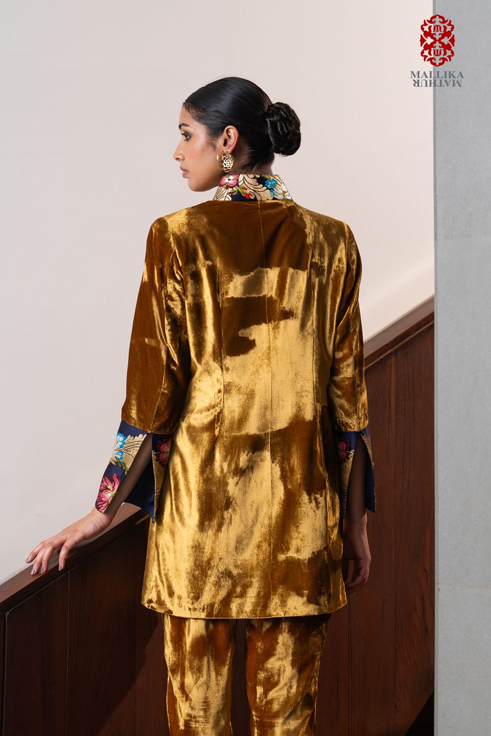 ‘Tashi’ yellow gold velvet jacket