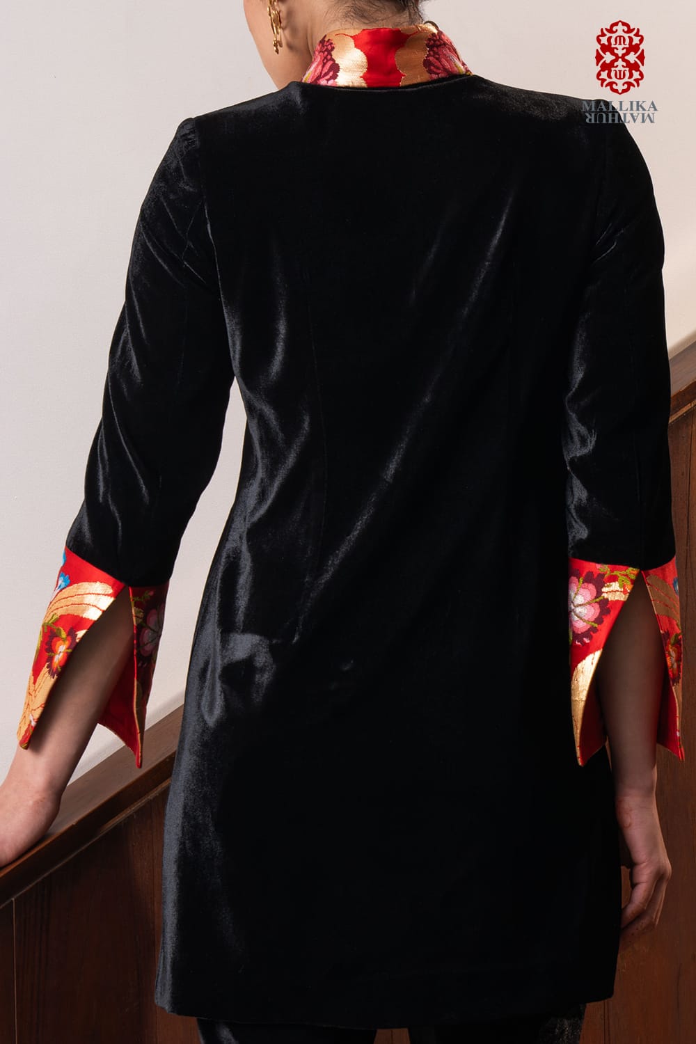 ‘Tashi’ black silk velvet jacket - image 4