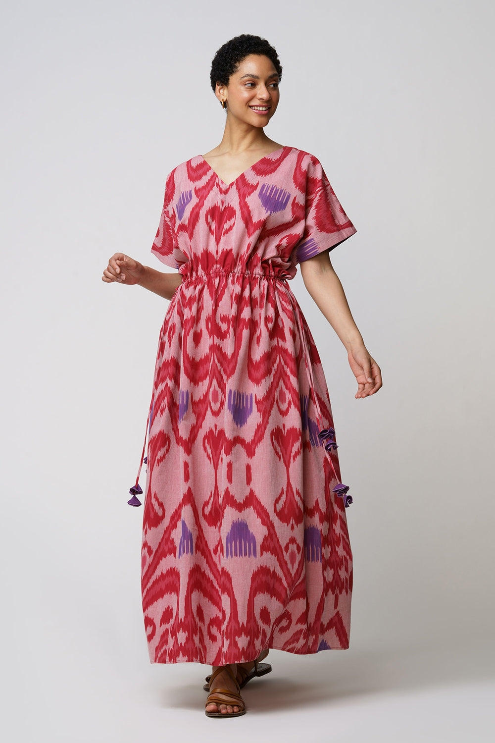 "Nuri"caftan dress cotton ikat