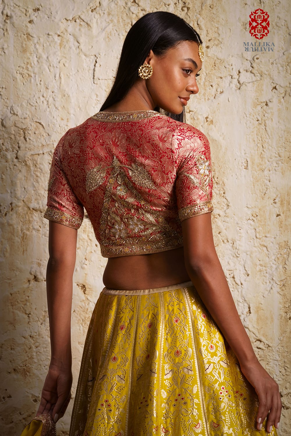‘Shaheen’ Basanti yellow silk brocade lehenga - image 4
