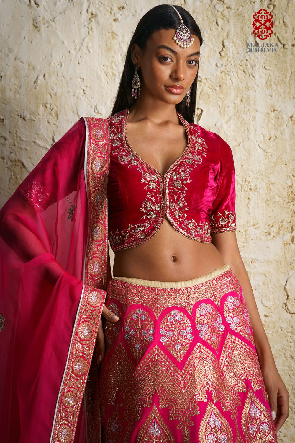 ‘Varya’ Rani pink silk georgette Kalidar lehenga - image 3