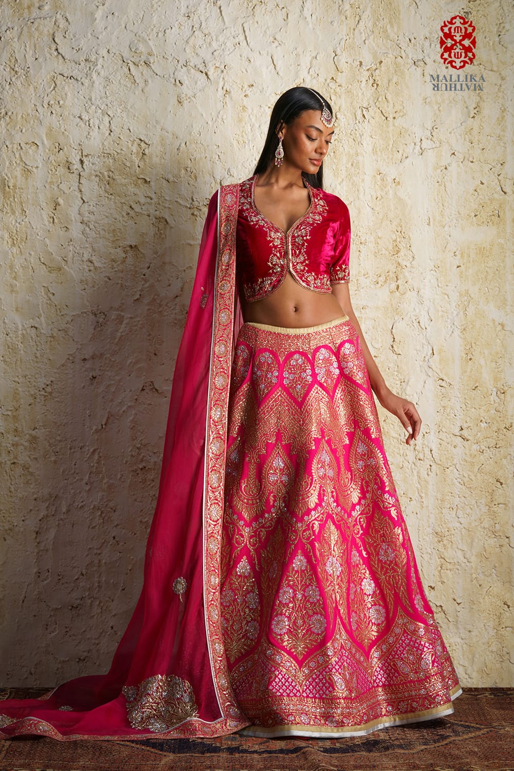 ‘Varya’ Rani pink silk georgette Kalidar lehenga - image 2