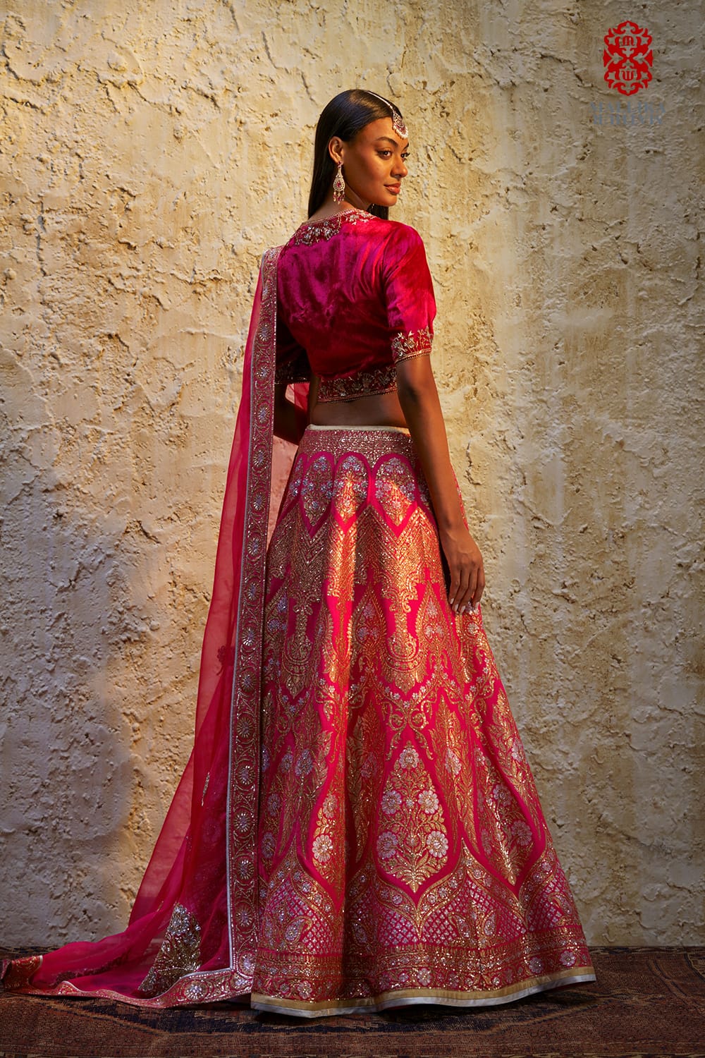 ‘Varya’ Rani pink silk georgette Kalidar lehenga - image 4